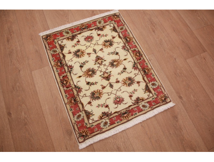 Tabriz Persian carpet  with Silk 78x60 cm Beige