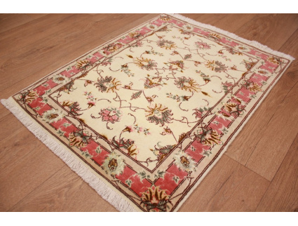 Tabriz Persian carpet  with Silk 78x60 cm Beige