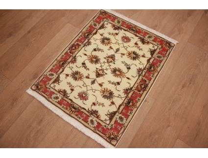 Tabriz Persian carpet  with Silk 78x60 cm Beige