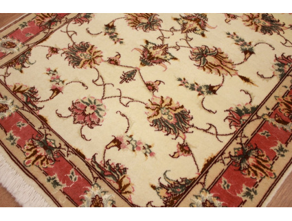 Tabriz Persian carpet  with Silk 78x60 cm Beige