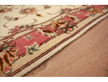 Tabriz Persian carpet  with Silk 78x60 cm Beige