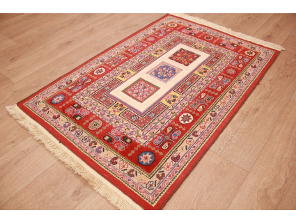 Persian carpet Nimbaf pure wool 128x87 cm Beige Red