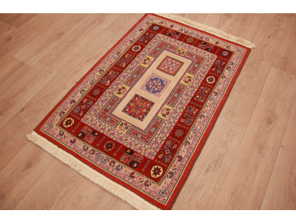 Persian carpet Nimbaf pure wool 128x87 cm Beige Red