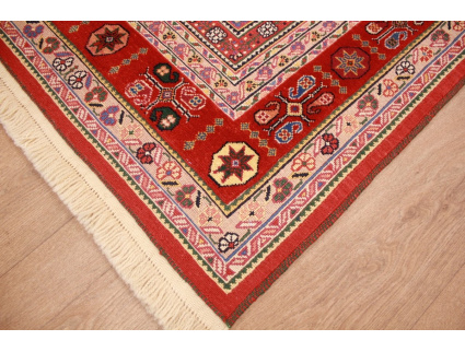 Persian carpet Nimbaf pure wool 128x87 cm Beige Red