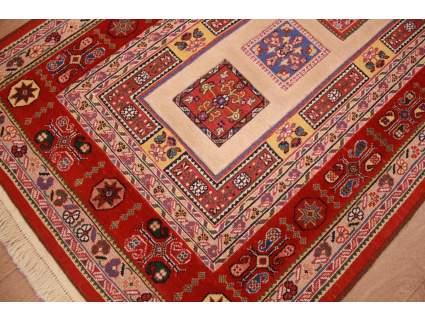 Persian carpet Nimbaf pure wool 128x87 cm Beige Red