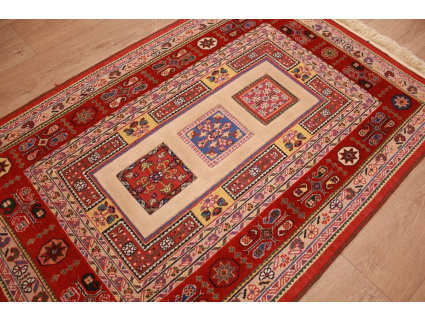 Persian carpet Nimbaf pure wool 128x87 cm Beige Red