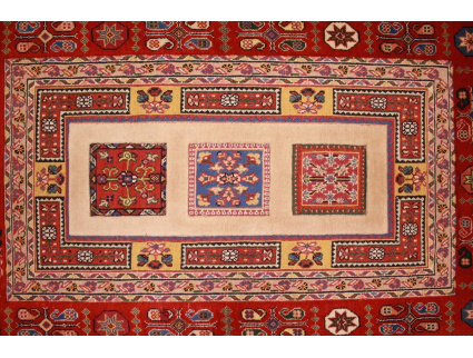 Persian carpet Nimbaf pure wool 128x87 cm Beige Red