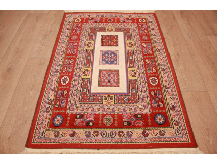 Persian carpet Nimbaf pure wool 128x87 cm Beige Red