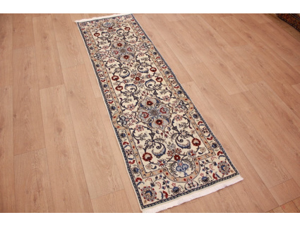 Perserteppich Nain 9la Läufer mit Seide 210x60 cm Beige