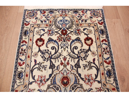 Perserteppich Nain 9la Läufer mit Seide 210x60 cm Beige