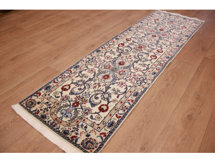 Perserteppich Nain 9la Läufer mit Seide 210x60 cm Beige