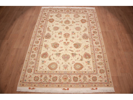 Persian carpet Tabriz with silk 244x165 cm Beige