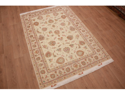 Persian carpet Tabriz with silk 244x165 cm Beige