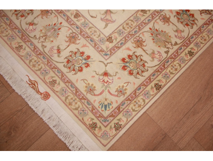 Persian carpet Tabriz with silk 244x165 cm Beige