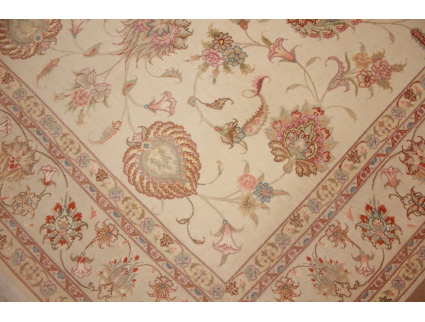 Persian carpet Tabriz with silk 244x165 cm Beige