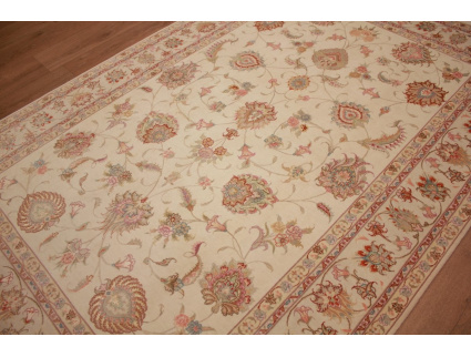 Persian carpet Tabriz with silk 244x165 cm Beige