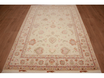 Persian carpet Tabriz with silk 244x165 cm Beige