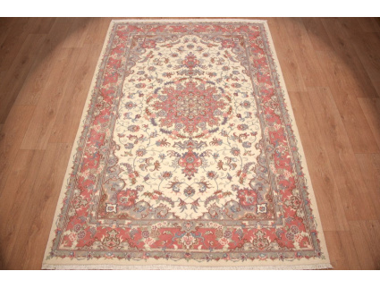 Persian carpet Tabriz with Silk 244x164 cm Beige