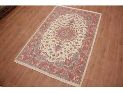 Persian carpet Tabriz with Silk 244x164 cm Beige