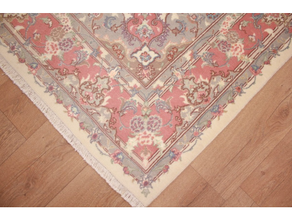 Persian carpet Tabriz with Silk 244x164 cm Beige