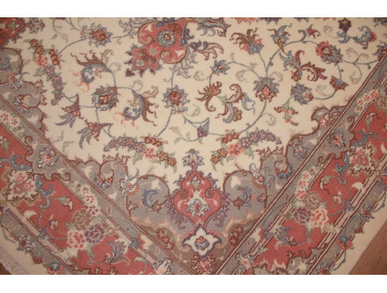 Persian carpet Tabriz with Silk 244x164 cm Beige