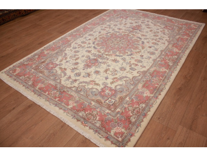 Persian carpet Tabriz with Silk 244x164 cm Beige