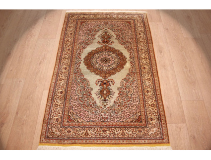 Turkish silk carpet Kayseri 152x98 cm Silver