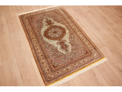 Turkish silk carpet Kayseri 152x98 cm Silver