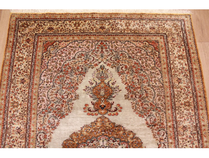 Turkish silk carpet Kayseri 152x98 cm Silver