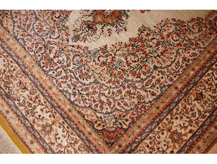 Turkish silk carpet Kayseri 152x98 cm Silver