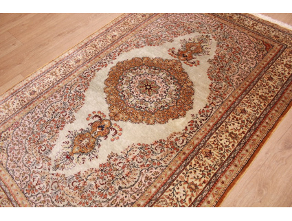 Turkish silk carpet Kayseri 152x98 cm Silver