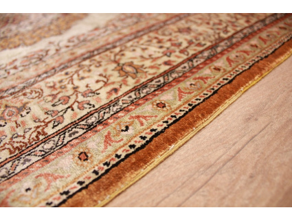 Turkish silk carpet Kayseri 152x98 cm Silver