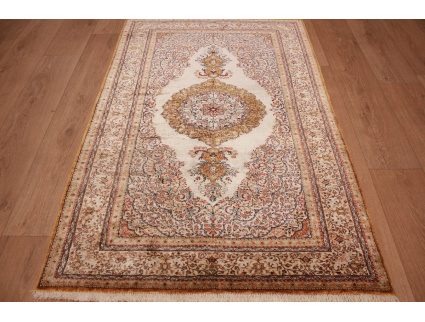 Turkish silk carpet Kayseri 152x98 cm Silver