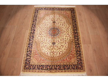 Persian carpet Gom pure Silk rug 151x98 cm Beige