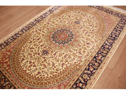 Persian carpet Gom pure Silk rug 151x98 cm Beige