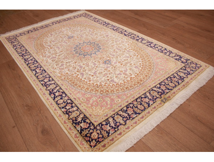 Persian carpet Gom pure Silk rug 151x98 cm Beige