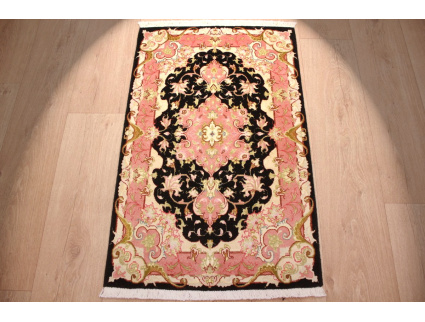 Persian carpet  Taabriz with silk 93x58 cm Black