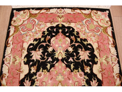 Persian carpet  Taabriz with silk 93x58 cm Black