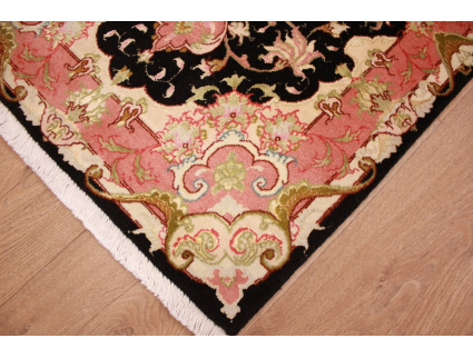 Persian carpet  Taabriz with silk 93x58 cm Black