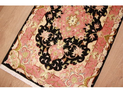 Persian carpet  Taabriz with silk 93x58 cm Black