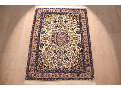 Perser Teppich Isfahan auf Seide 91x68 cm Beige