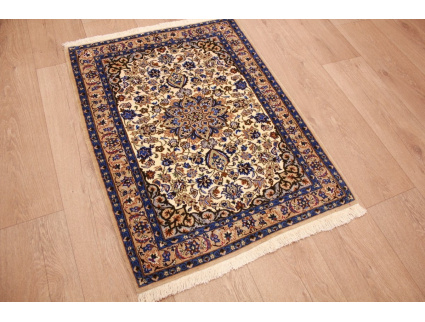 Perser Teppich Isfahan auf Seide 91x68 cm Beige