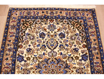 Perser Teppich Isfahan auf Seide 91x68 cm Beige