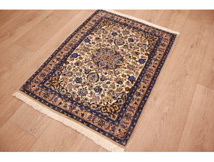 Perser Teppich Isfahan auf Seide 91x68 cm Beige