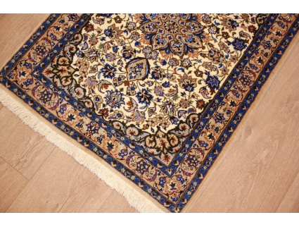 Perser Teppich Isfahan auf Seide 91x68 cm Beige