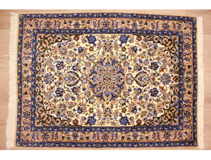 Perser Teppich Isfahan auf Seide 91x68 cm Beige