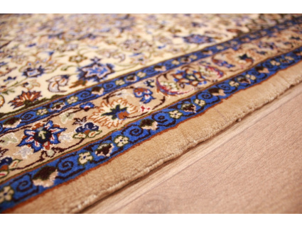 Perser Teppich Isfahan auf Seide 91x68 cm Beige