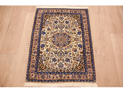 Perser Teppich Isfahan auf Seide 91x68 cm Beige