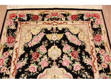 Silk Persian carpet Qum 120x78 cm Black