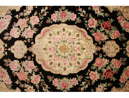 Silk Persian carpet Qum 120x78 cm Black